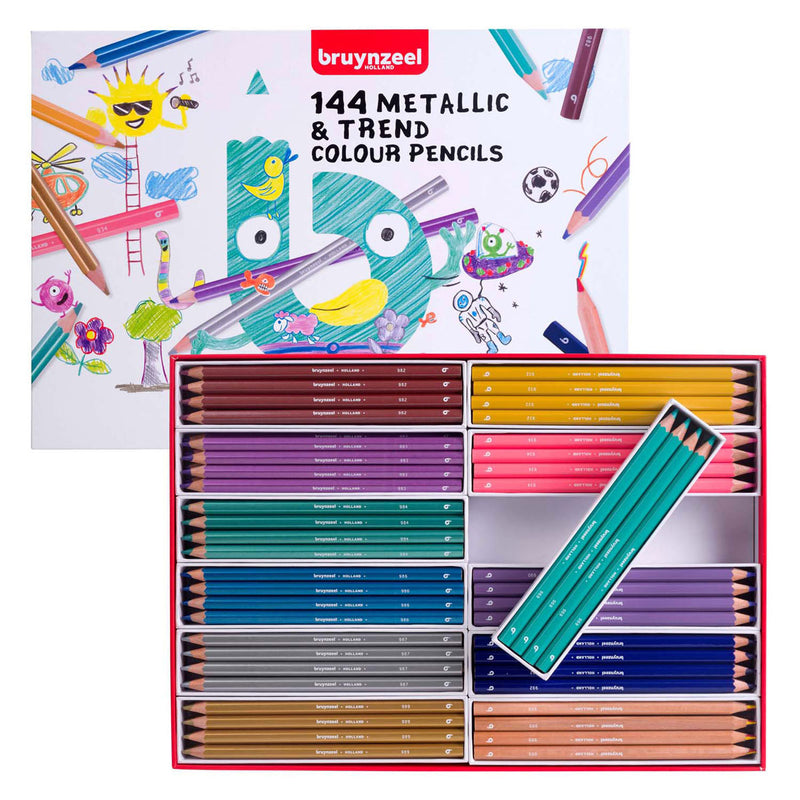 Afbeelding laden in galerijviewer, Bruynzeel mega kleurpotlodenset metallic trendkleuren
