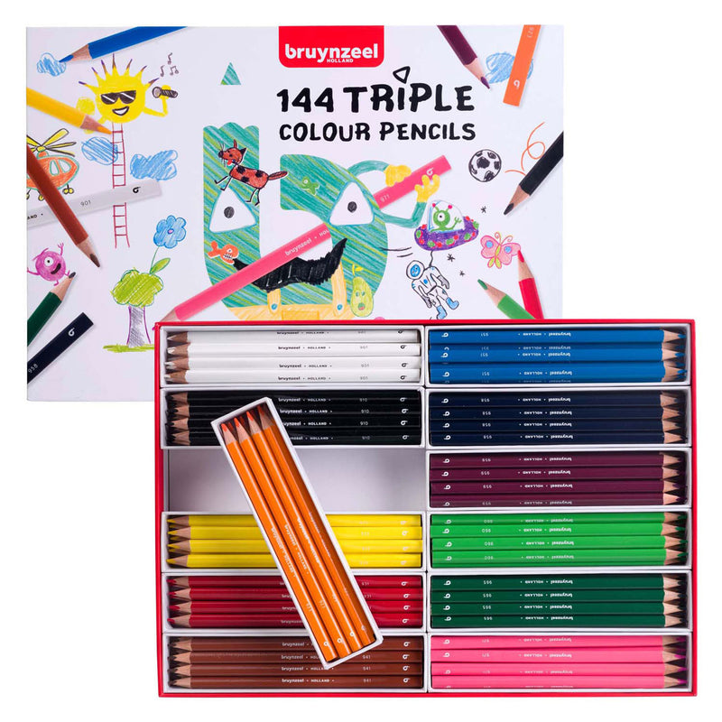 Afbeelding laden in galerijviewer, Bruynzeel triple kleurpotlodenset, 12x12 kleuren
