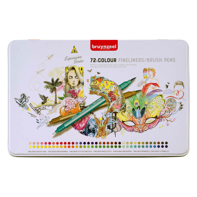 Afbeelding laden in galerijviewer, Bruynzeel creatives fineliner brushpen set 72 kleuren
