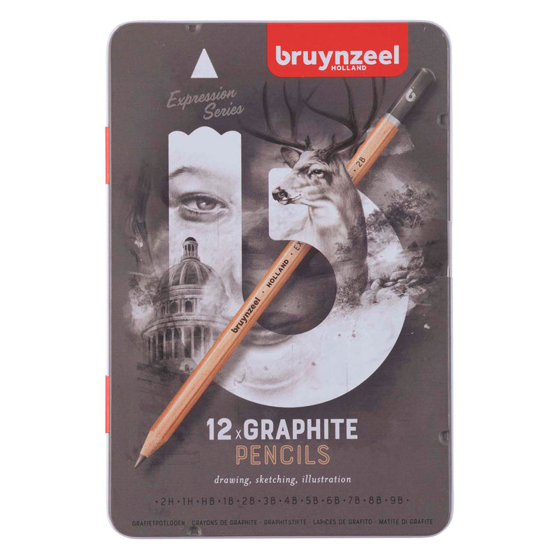 Afbeelding laden in galerijviewer, Bruynzeel expression grafietpotloden blik 12
