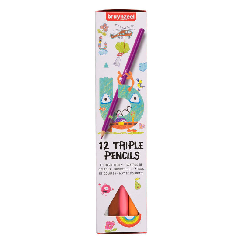 Afbeelding laden in galerijviewer, Bruynzeel triple kleurpotloden set 12
