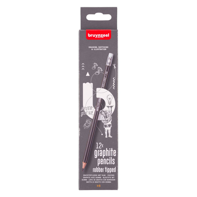 Afbeelding laden in galerijviewer, Bruynzeel teens hb grafietpotlood met gumtip set 12
