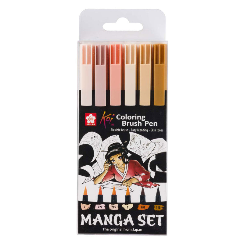 Afbeelding laden in galerijviewer, Sakura unieke manga-coll. van 6 koi colouring penseel pens
