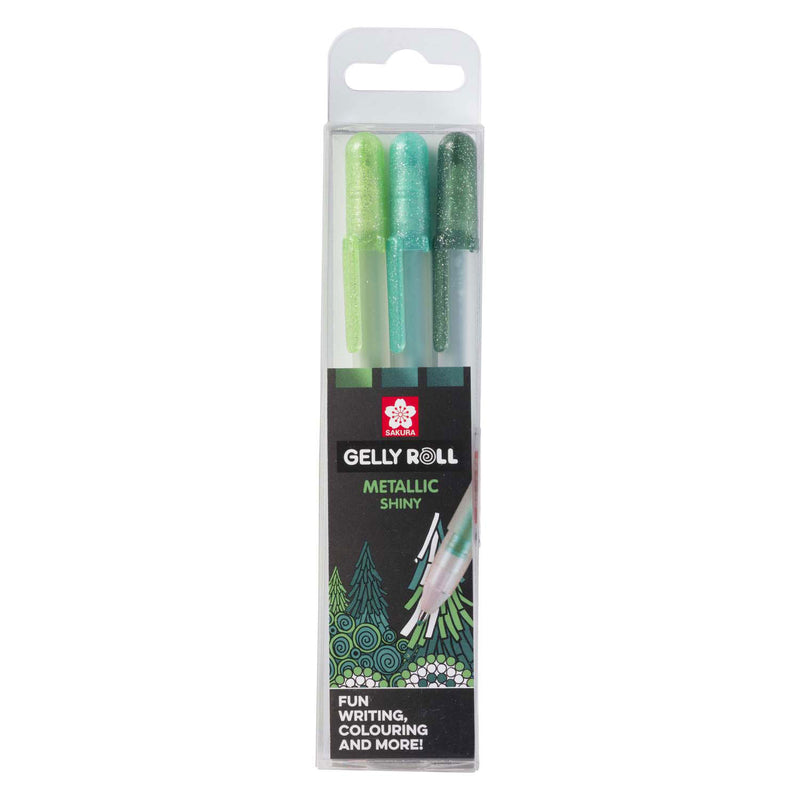 Afbeelding laden in galerijviewer, Sakura gelly roll metallic set 3 gelpennen forest
