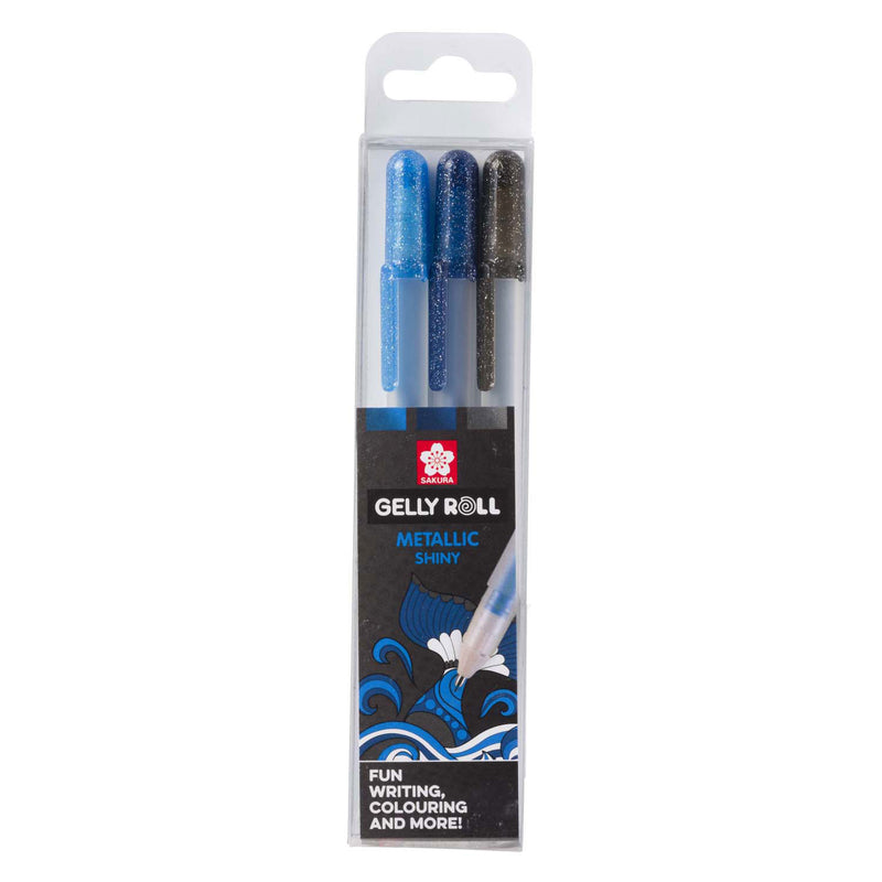 Afbeelding laden in galerijviewer, Sakura gelly roll metallic set 3 gelpennen ocean
