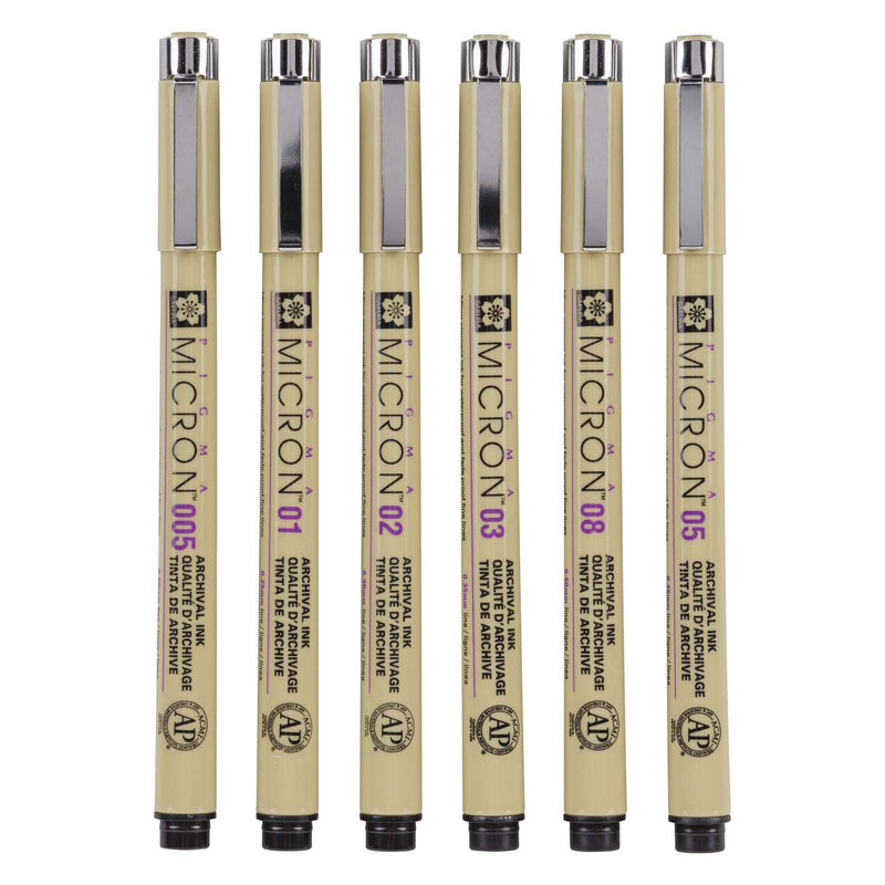 Afbeelding laden in galerijviewer, Sakura pigma micron 01 etui met 6 basic kleuren
