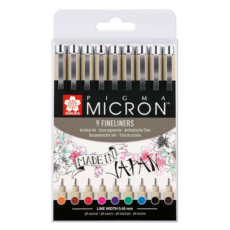 Afbeelding laden in galerijviewer, Sakura pigma micron 05 fineliners etui - 9 kleuren - 0.45mm
