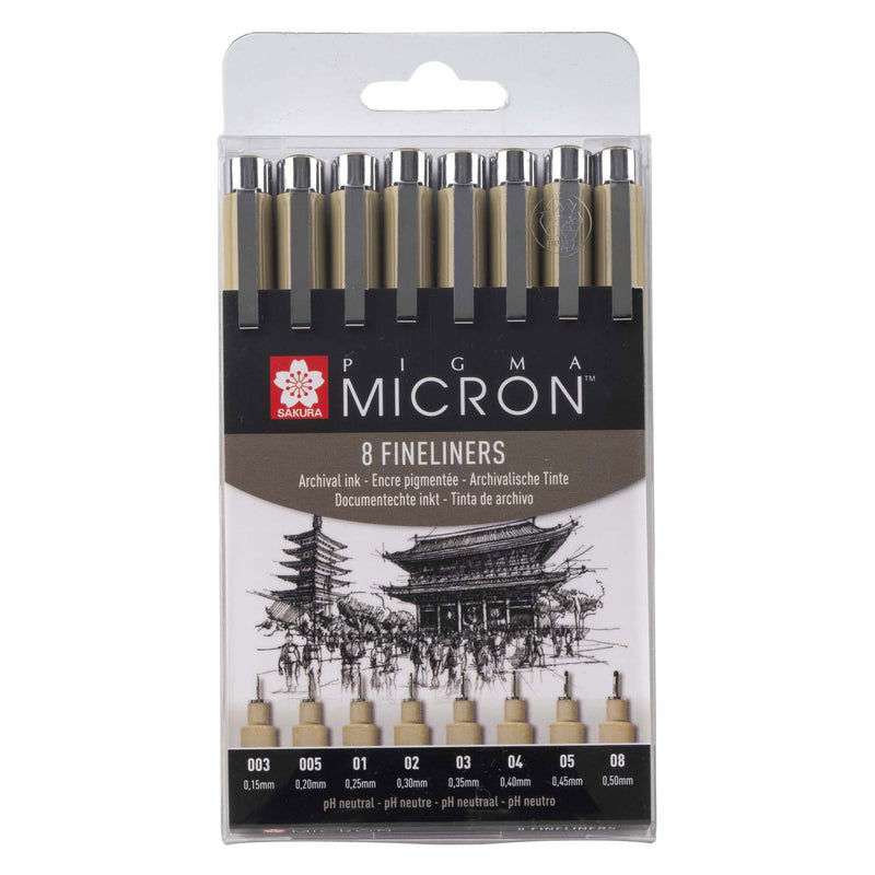 Afbeelding laden in galerijviewer, Sakura pigma micron etui 8 fineliners zwart
