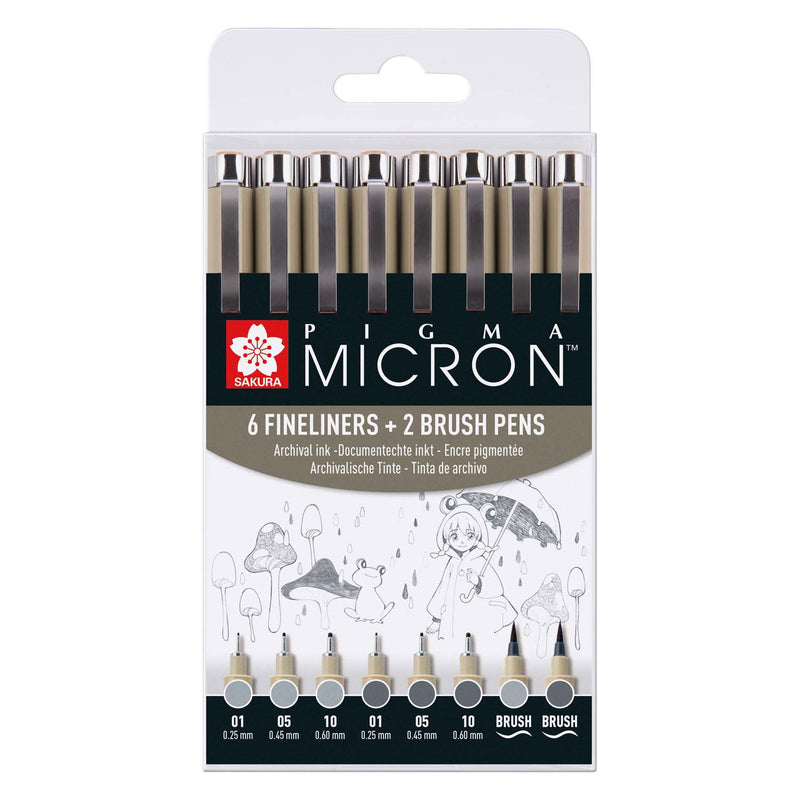 Afbeelding laden in galerijviewer, Sakura pigma micron fineliner set | 8 pennen, licht koelgrijs koelgrijs
