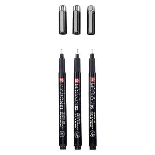 Sakura pigma micron black edition set en gratis etui, 3st