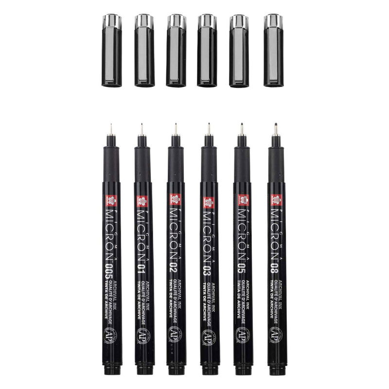 Afbeelding laden in galerijviewer, Sakura pigma micron black edition set en gratis etui, 6st
