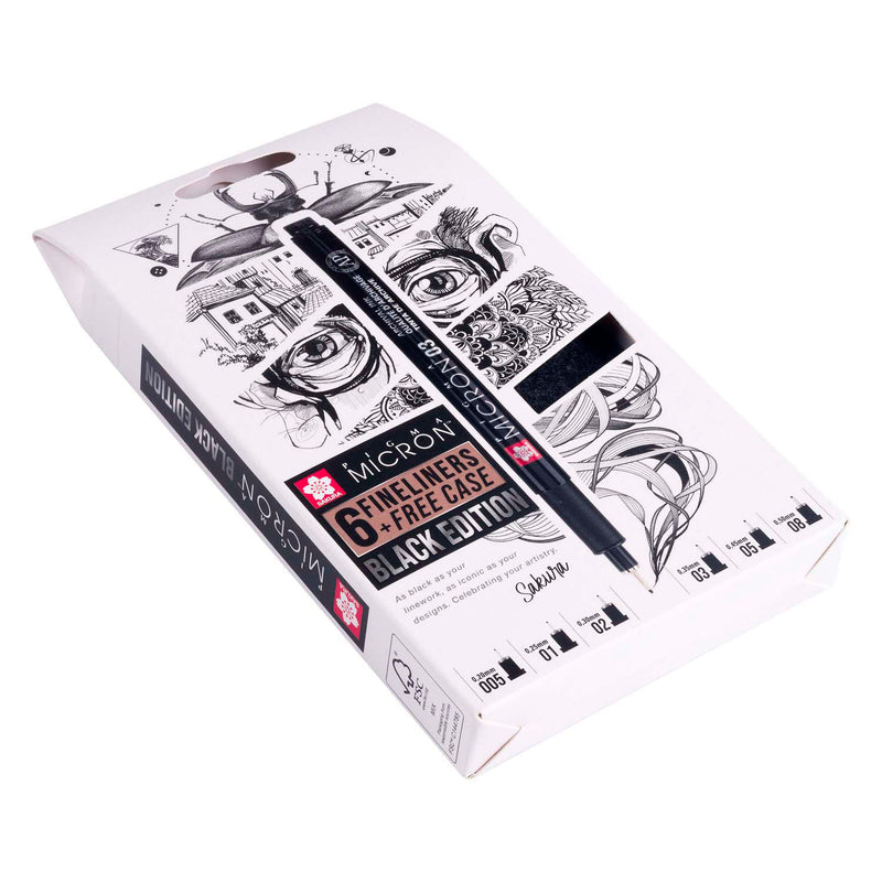 Afbeelding laden in galerijviewer, Sakura pigma micron black edition set en gratis etui, 6st
