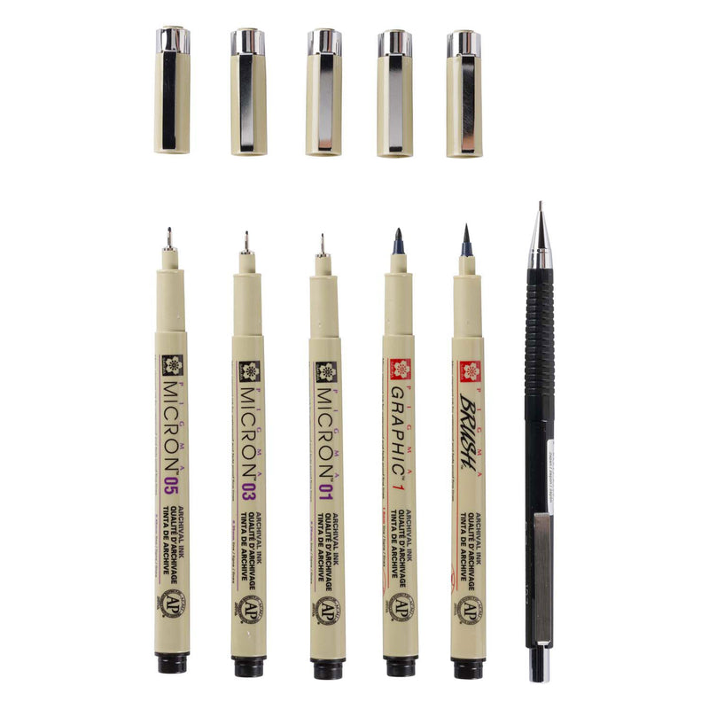 Afbeelding laden in galerijviewer, Sakura unieke manga-collectie van 6 pigma micron
