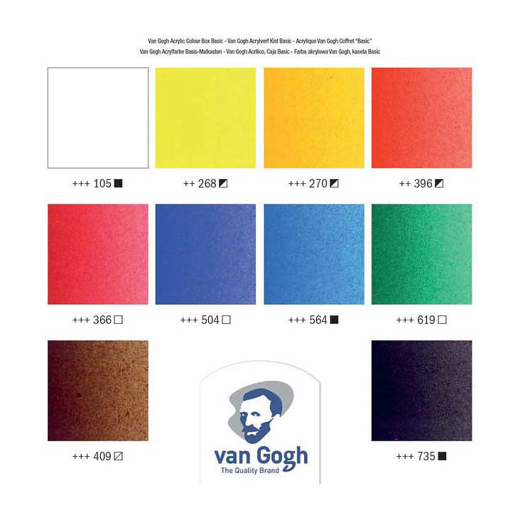Afbeelding laden in galerijviewer, Van gogh acrylverf in kist basic met 10 kleuren in tubes van 40 ml + accessoires
