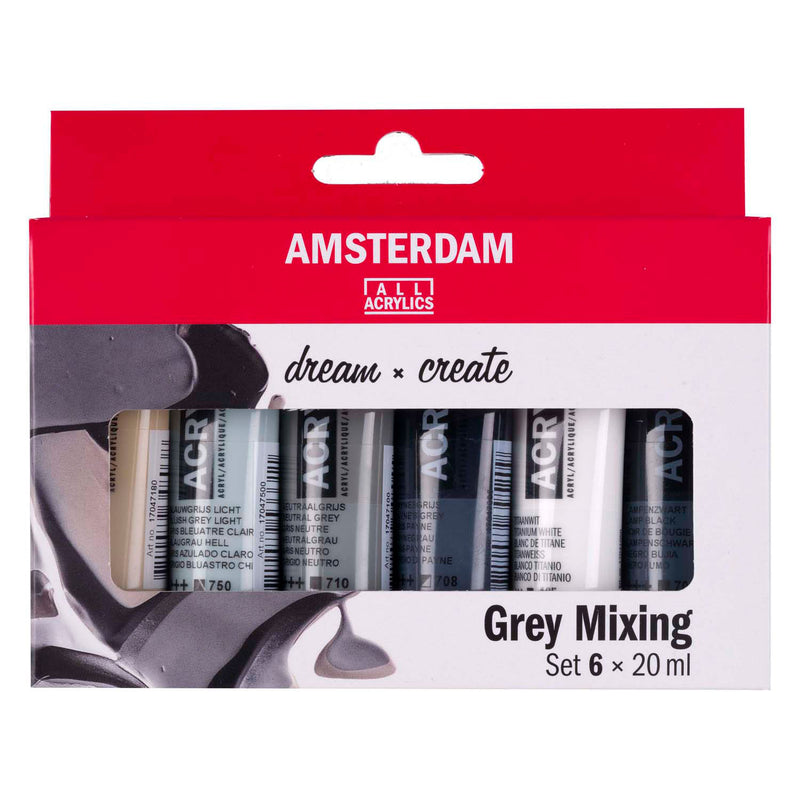 Afbeelding laden in galerijviewer, Amsterdam standard series acrylverf grijstinten set | 6 x 20 ml
