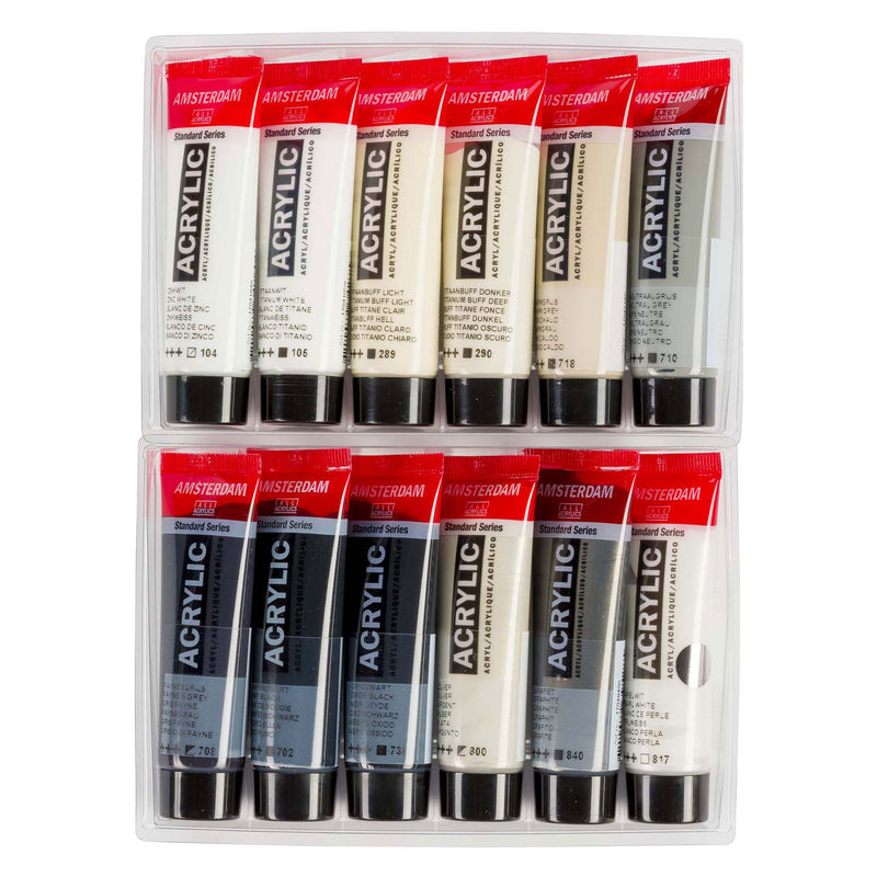 Afbeelding laden in galerijviewer, Bruynzeel amsterdam standard series acrylverf grijze set 20ml, 12dlg.
