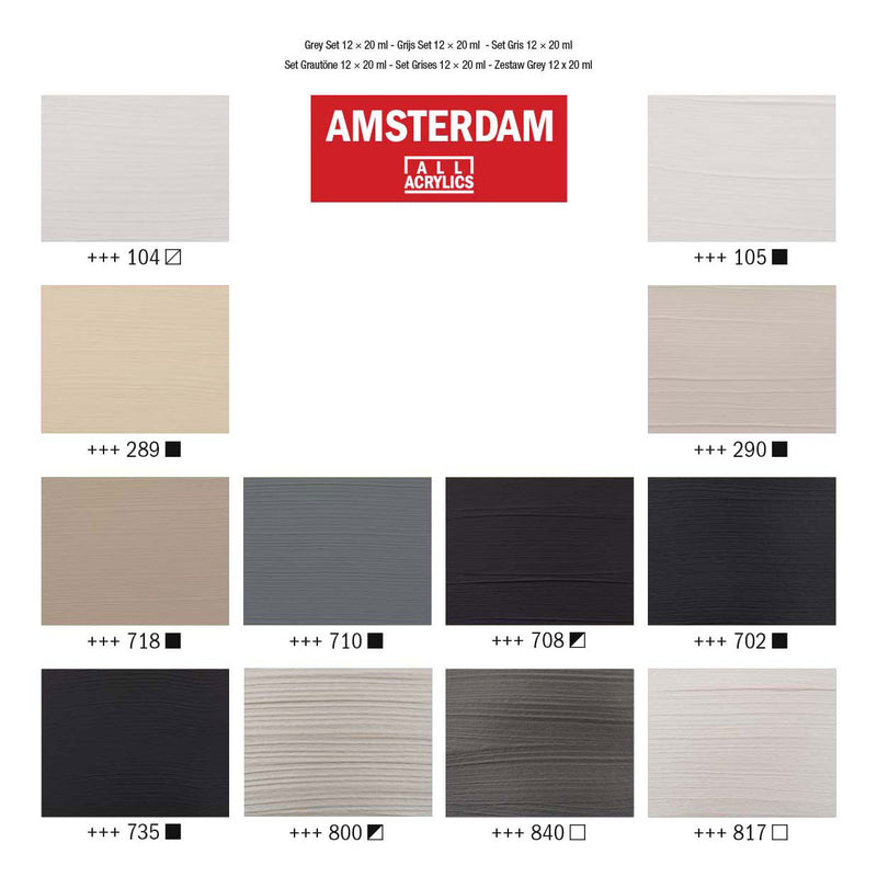Afbeelding laden in galerijviewer, Bruynzeel amsterdam standard series acrylverf grijze set 20ml, 12dlg.
