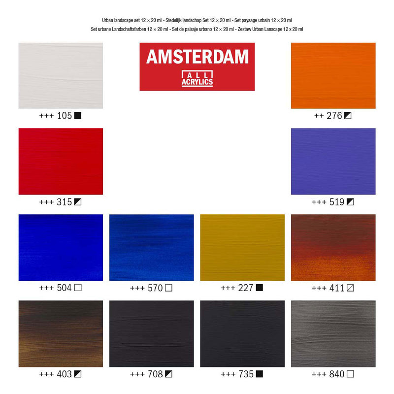 Afbeelding laden in galerijviewer, Bruynzeel amsterdam standard series acrylverf urban landschap set 20ml, 12dlg.
