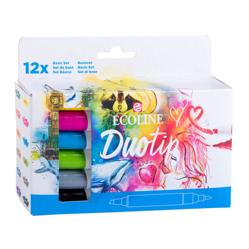 Afbeelding laden in galerijviewer, Talens ecoline duotip markers basisset, 12dlg.
