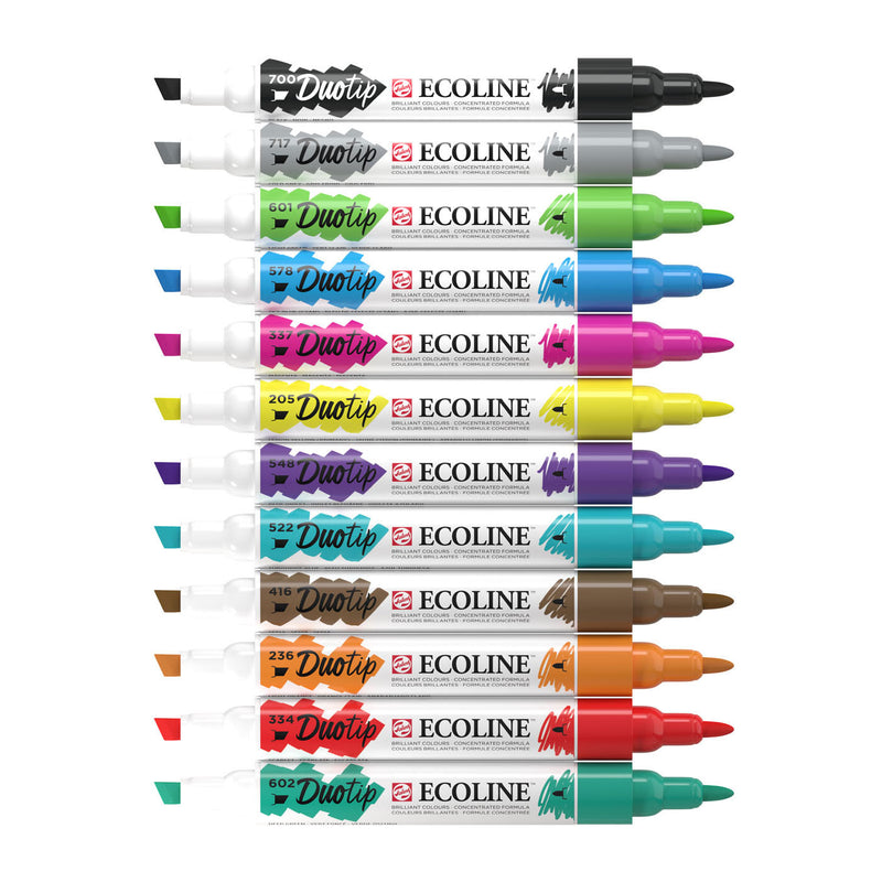 Afbeelding laden in galerijviewer, Talens ecoline duotip markers basisset, 12dlg.

