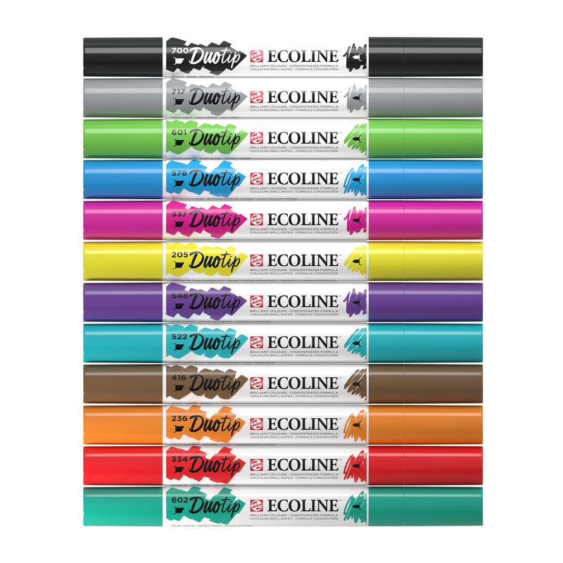 Afbeelding laden in galerijviewer, Talens ecoline duotip markers basisset, 12dlg.
