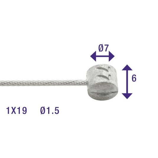 Rem binnenkabel Elvedes 2250mm RVS ø1,5mm T-nippel (op kaart)