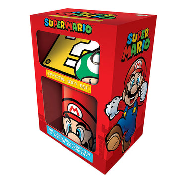 Super mario cadeauset - mok, onderzetter sleutelhanger