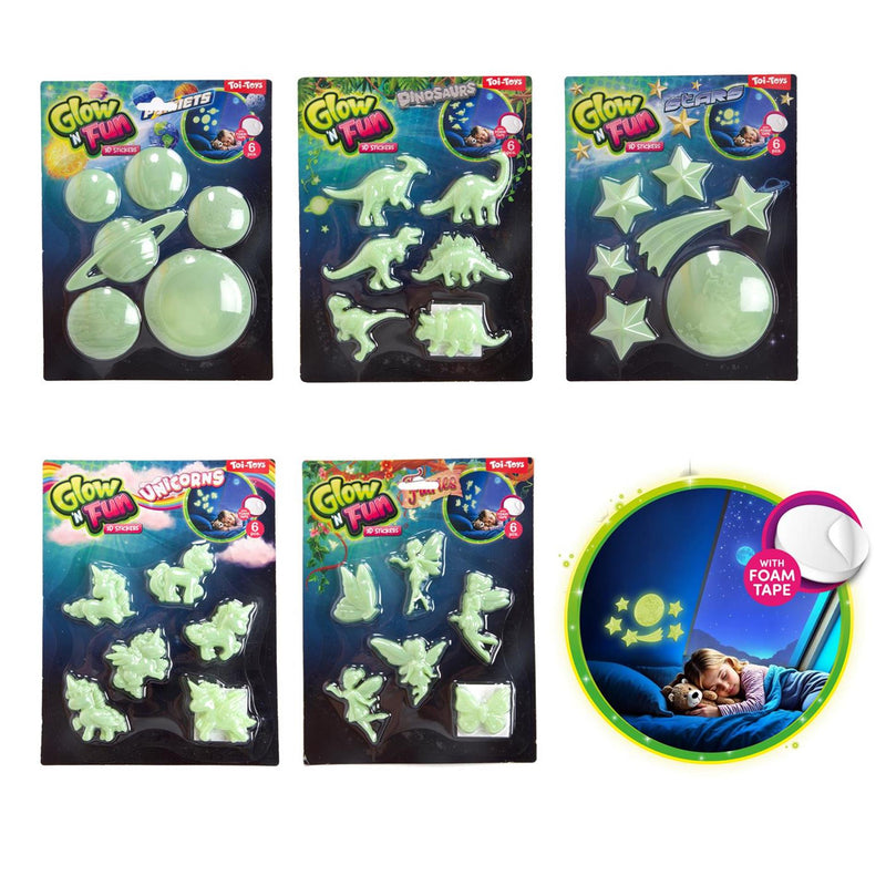 Afbeelding laden in galerijviewer, Toi-toys 3d stickers glow in the dark 5ass
