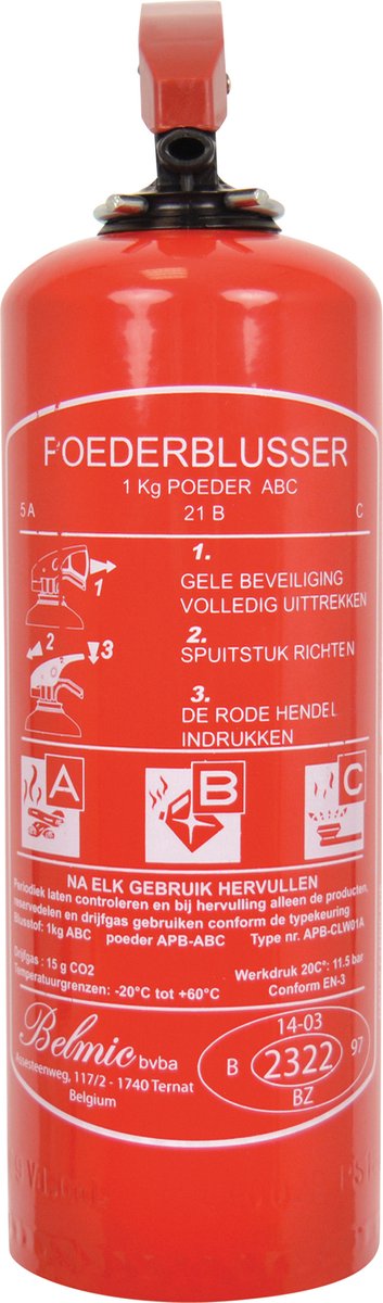 Belmic poeder brandblusser voor brandklasse a b c inhoud 1 kg