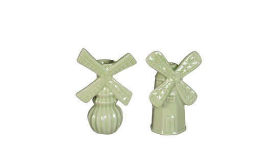 Vaas windmill l.10,5 w.6,5 h.15,5 cm 2 ass linde groen