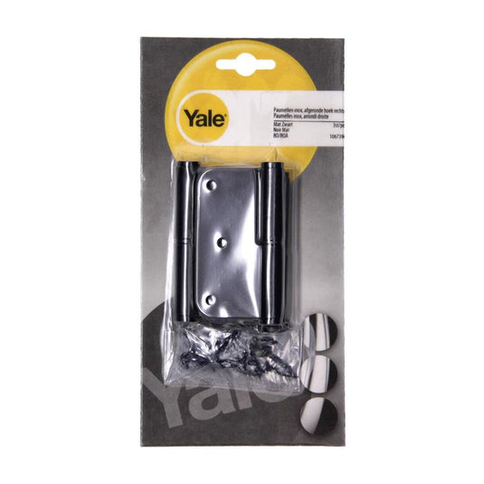 Yale 1067394 - 3 paumellen inox mat zwart afger.hoek rechts 80x80mm | 4 stuks