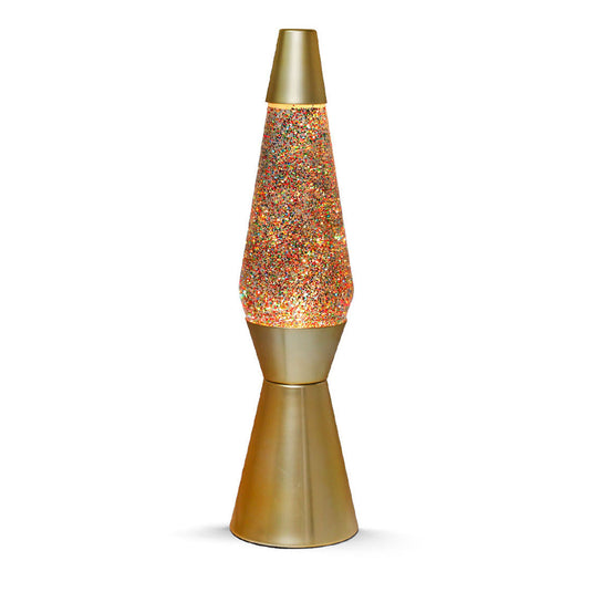 I-total lavalamp - lava lamp - sfeerlamp - 40x11 cm - glas aluminium - 30w - glitter - goud - xl1770