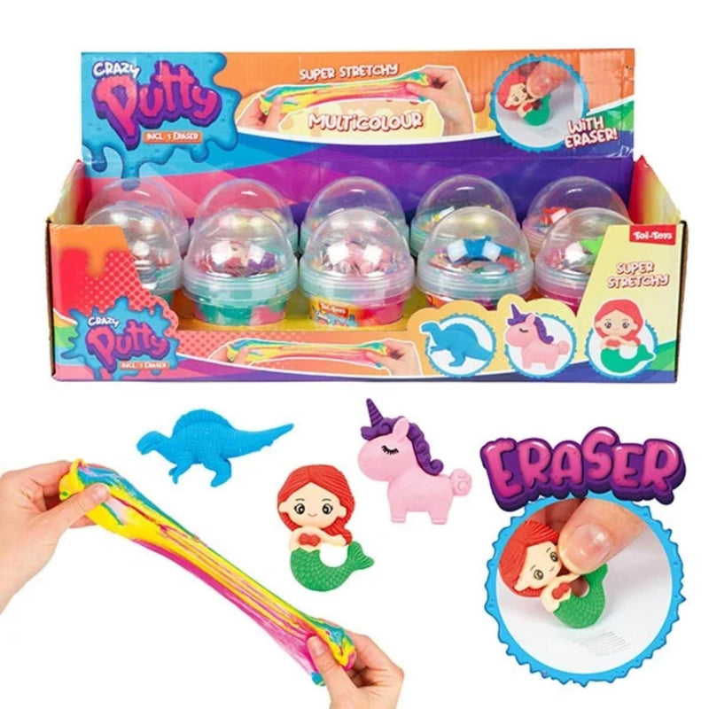 Afbeelding laden in galerijviewer, Toi-toys toi toys crazy putty slijm rainbow met gum in diervorm
