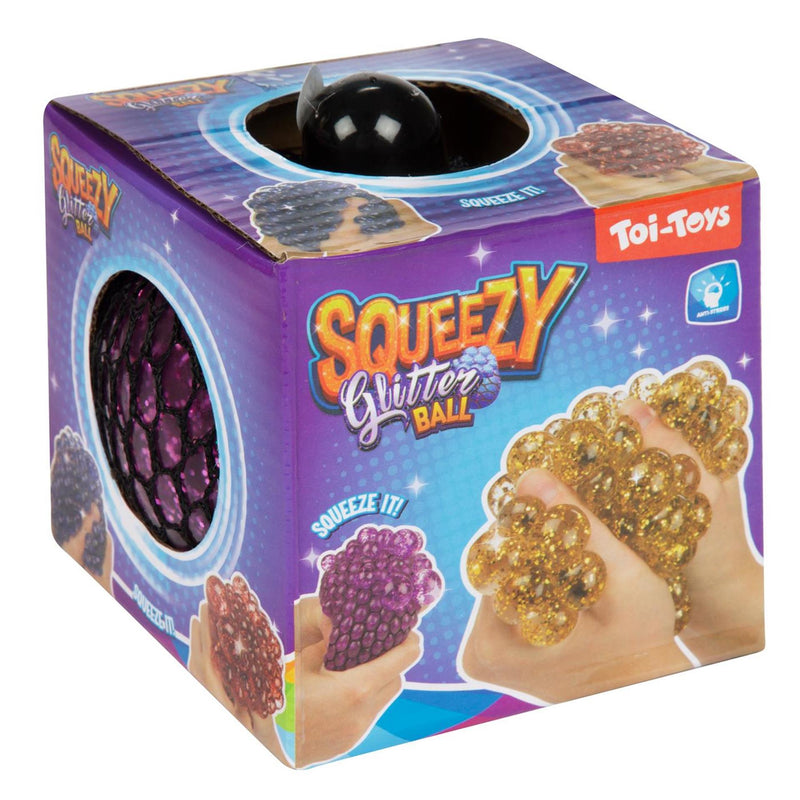 Afbeelding laden in galerijviewer, Toi-toys fun glitterknijpbal in net 10cm
