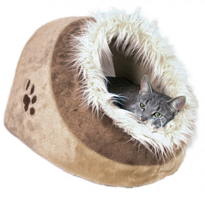 Afbeelding laden in galerijviewer, Trixie kattenmand iglo minou beige bruin
