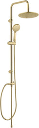 Wenko doucheset young line in mat goud met regendouche ø22cm, rvs douchestang 100cm, douchekophouder, douchekop ø10cm met 3 standen en doucheslang 150cm - regendoucheset - douchesysteem zonder kraan