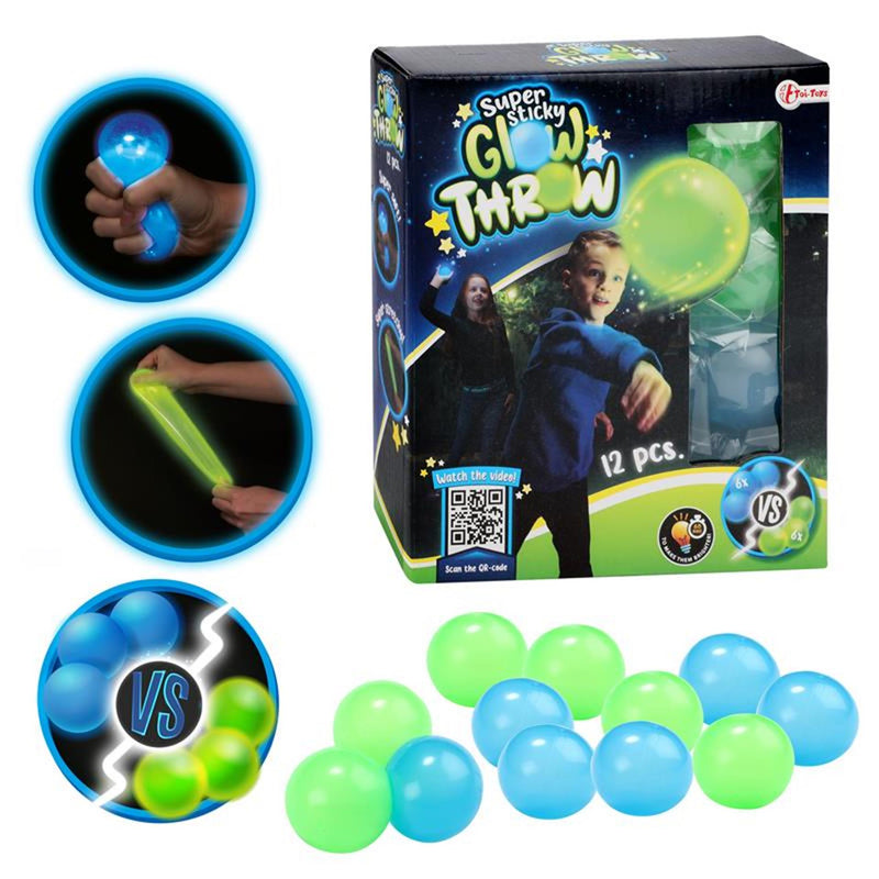 Afbeelding laden in galerijviewer, Toi-toys toi toys glow in the dark ballen glow throw 12-delig
