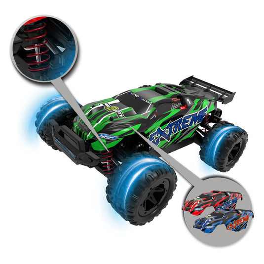 Gear2play rc nitro racer terreinwagen 1:18 - incl. 2 oplaadbare batterijen - high speed 35 km u - all weather terreinbanden