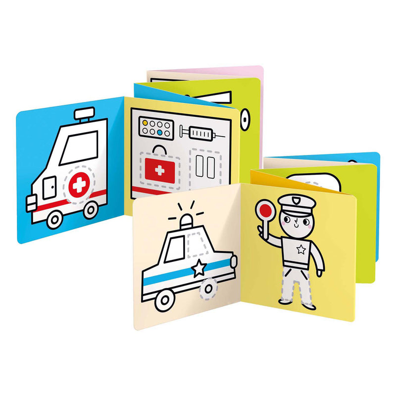 Afbeelding laden in galerijviewer, Banana panda - kleurboekje klaar om werkvoertuigen te tekenen
