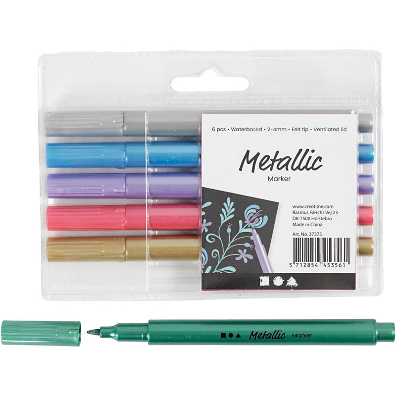 Afbeelding laden in galerijviewer, Https: www.cchobby.nl metallic-marker-lijndikte-2-4-mm-metallic-kleuren-6-stuk-1-doos
