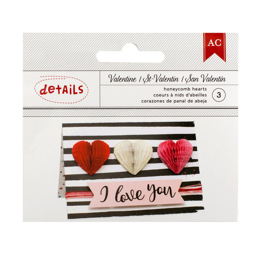American crafts • valentines heart honeycomb x3