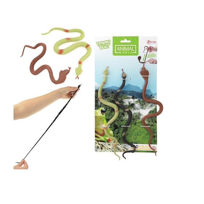Afbeelding laden in galerijviewer, Toi-toys toi toys 3 super stretchy slangen op kaart 27cm
