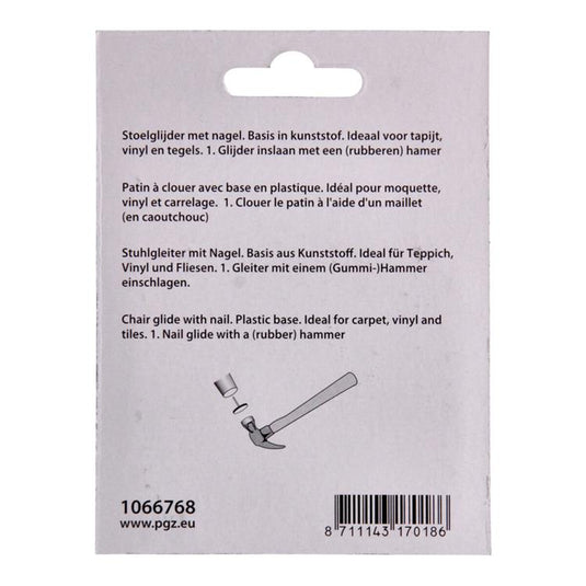 Mack 1066768 - stoelglijder nagel kunststof zwart ø 19 mm 12 st pcs | 6 stuks