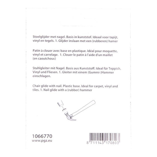 Mack 1066770 - stoelglijder nagel kunststof zwart ø 28 mm 4 st pcs | 6 stuks