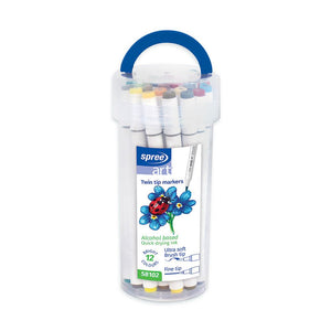 12 double-tops stiften op alcohol gebase | 2 stuks