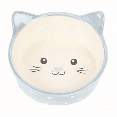 Happy pet voerbak kat polka blauw creme
