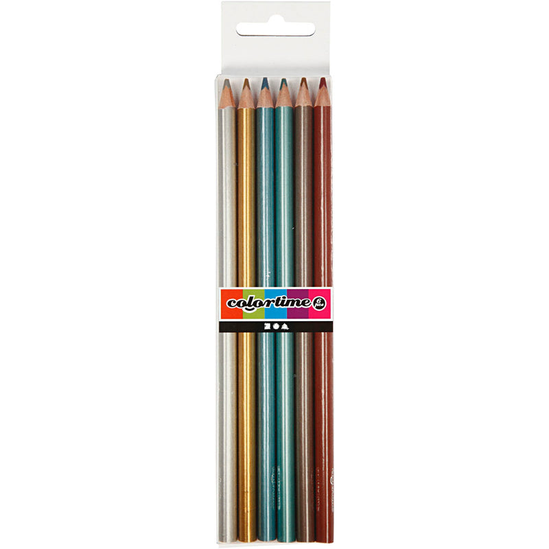 Afbeelding laden in galerijviewer, Https: www.cchobby.nl colortime-kleurpotloden-l-17-45-cm-vulling-3-mm-metallic-kleuren-6-stuk-1-doos
