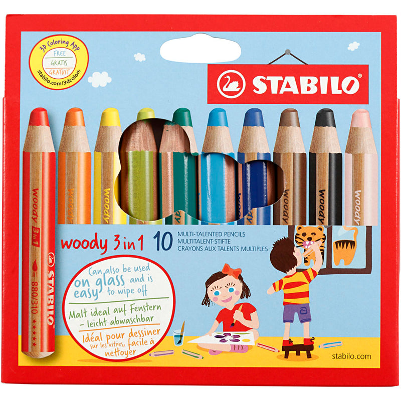 Afbeelding laden in galerijviewer, Stabilo woody 3 in 1 - multitalent potlood - set 10 stuks
