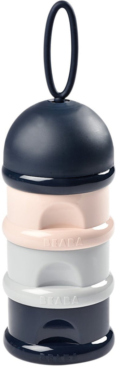 Béaba - melkpoeder doseerdoosjes - 3 stapelbare vakken - blauw - luchtdicht en compact - babyvoeding bewaarbakjes - toren - bpa vrij
