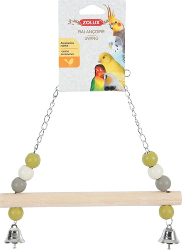 Afbeelding laden in galerijviewer, Zolux Schommel hout met kralen 2 bellen ketting
